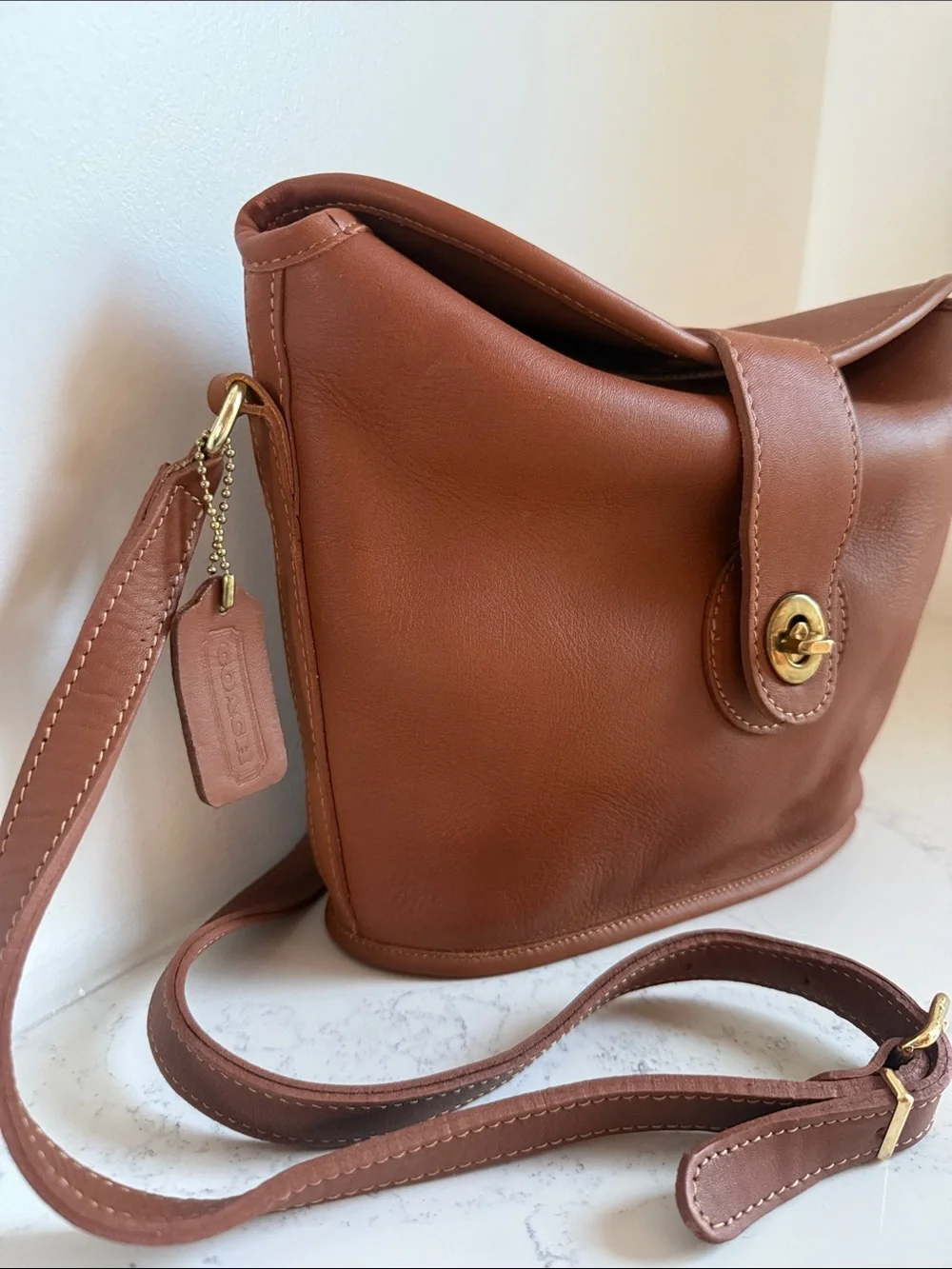 Vintage Coach Nottingham Brown Leather Binocular Crossbody Bag